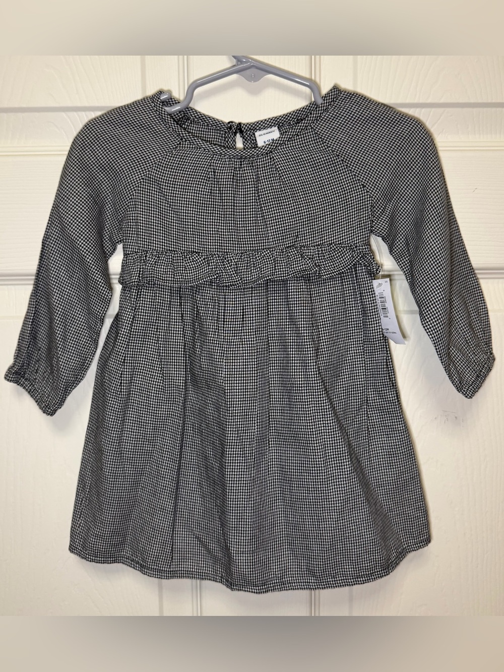 Old Navy Black & White Gingham Ruffle Dress - Toddler